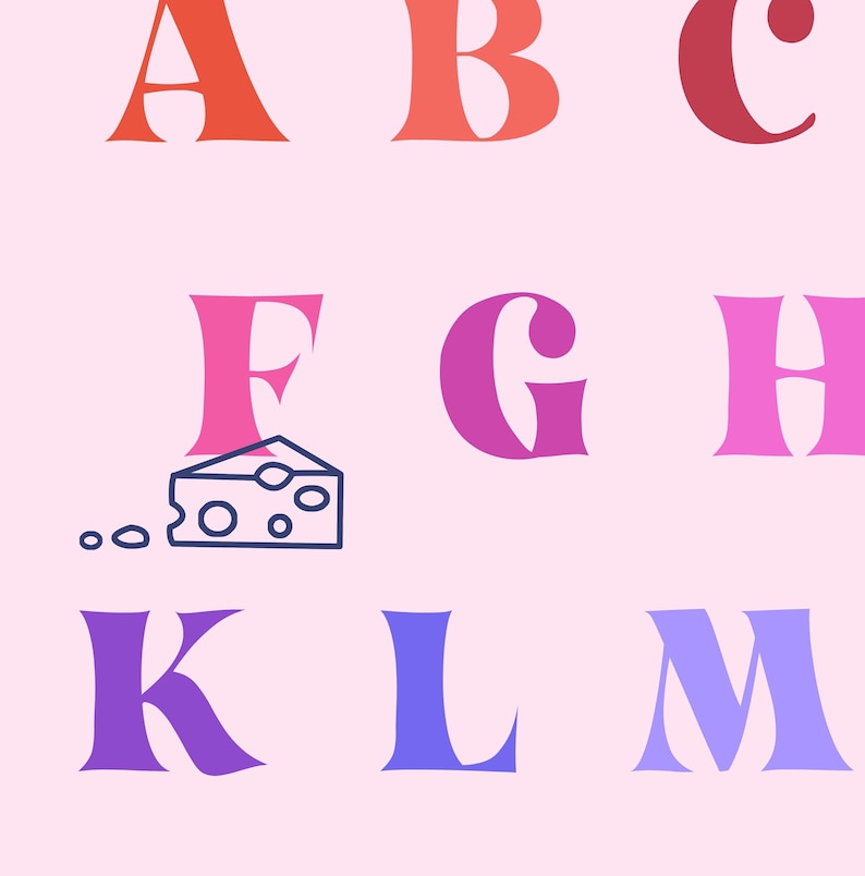 Printable French Alphabet Children's Poster Pink Etsy