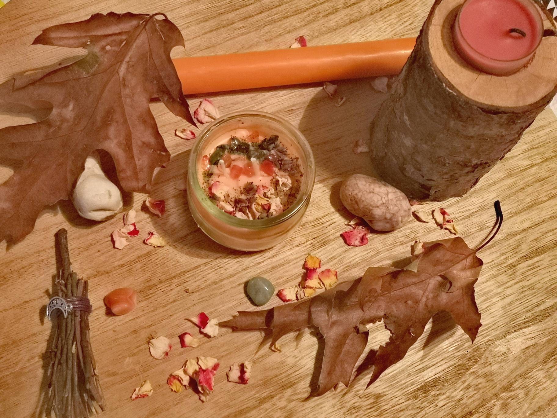 Bougie Orange Eucalyptus et Mini Pierres