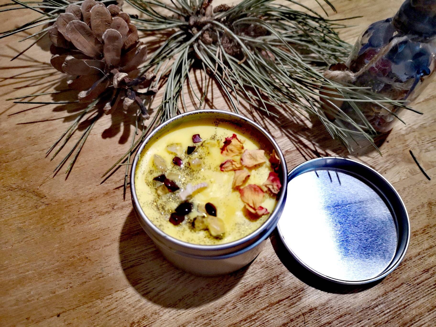 Bougie Jaune Gourmande Grenat Quartz Rose