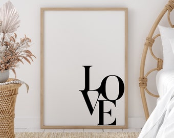 Love Print, Typography Art, Love Art Print, Minimalist Printable Wall Art, Love Wall Art, Black and White Love Art, Home Decor Wall Art