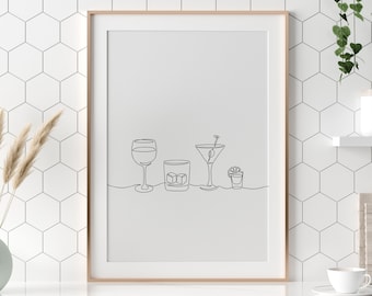 Wydruk na barze, sztuka na wózku barowym, sztuka na drinki, miłośnik koktajli, sztuka miłośnika wina, sztuka Martini, tequila, wystrój kuchni, dekoracja ścienna kuchni, wydruk na kuchnię