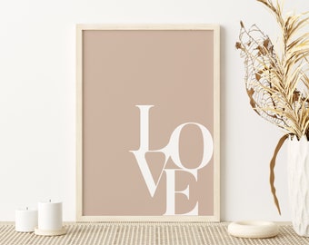 Liebe Druck, Typografie Kunst, Liebe Kunstdruck, minimalistische druckbare Wandkunst, Liebe Wandkunst, schwarz und weiß Liebe Kunst, Home Decor Wandkunst