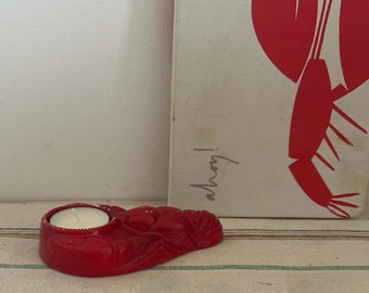 A very rare Swedish Boda Shop seventies  crayfish ceramic kräftskiva  tea light holder