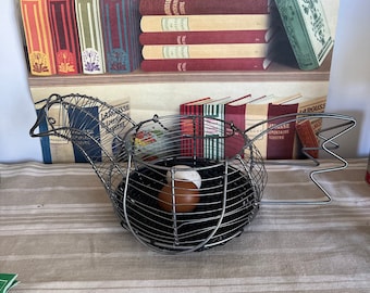 Cesta de armazenamento de ovos de galinha de vime tecido de metal e plástico em formato vintage com alças de transporte