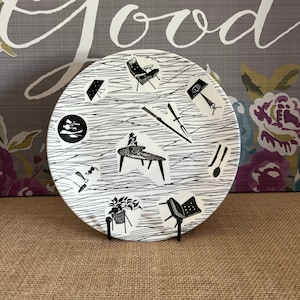 Sought after retro Ridgway Potteries Homemaker black and white dinner plate 9" diameter