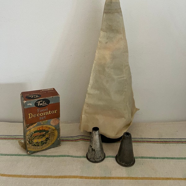 An original TALA boxed set of icing bag and two  large decorating nozzles