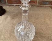 A lovely heavy weight cut glass decanter with lovely matching stopper