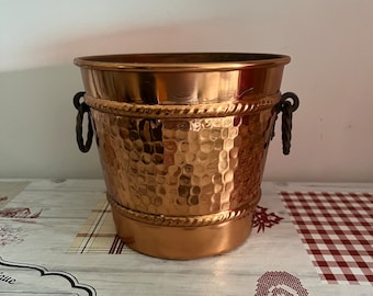 Large Vintage Villedieu copper aluminium French champagne wine ice bucket cooler