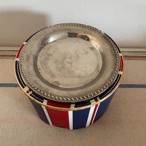 A small French vintage silver plated decorative wine or champagne glass coaster or little dish