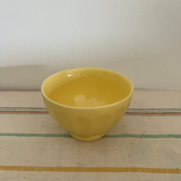 A French vintage Afibel porcelain  cafe au lait bowl in a beautiful Sunflower yellow