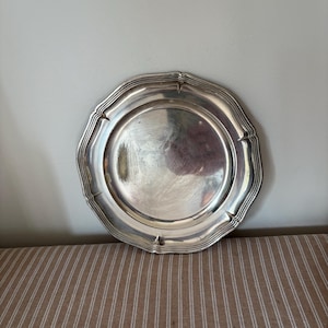 A retro made in Sweden decorative  silver plated large size 8&quot; plate, tray, wine or champagne table coaster