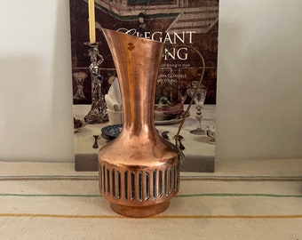 VASE SOLIFLORE PICHET CUIVRE MARTELE COPPER H237mm anse laiton PORT