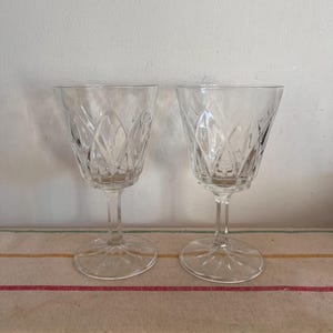 A stunning pair  of 3.25&quot; diameter  French pressed glass wine glasses