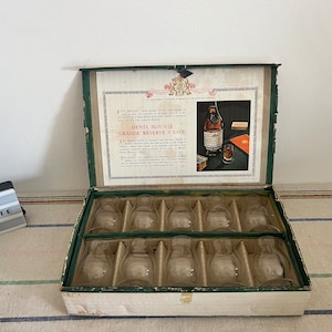 A set of 10 vintage Denis Mounie Grande Reserve VSOP cognac brandy glasses