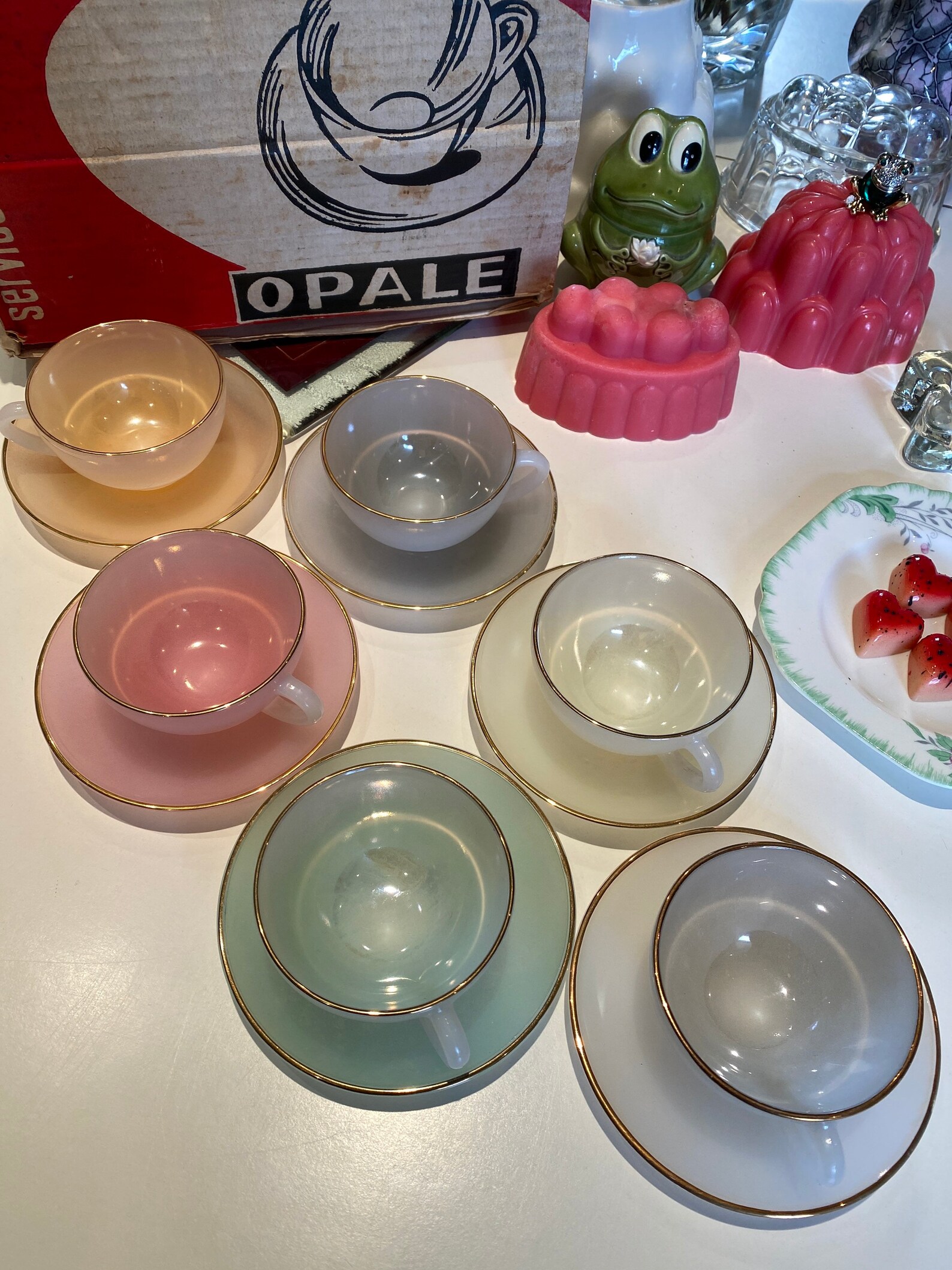 A perfect original 1950s vintage Arcopal Harlequin tea set Etsy