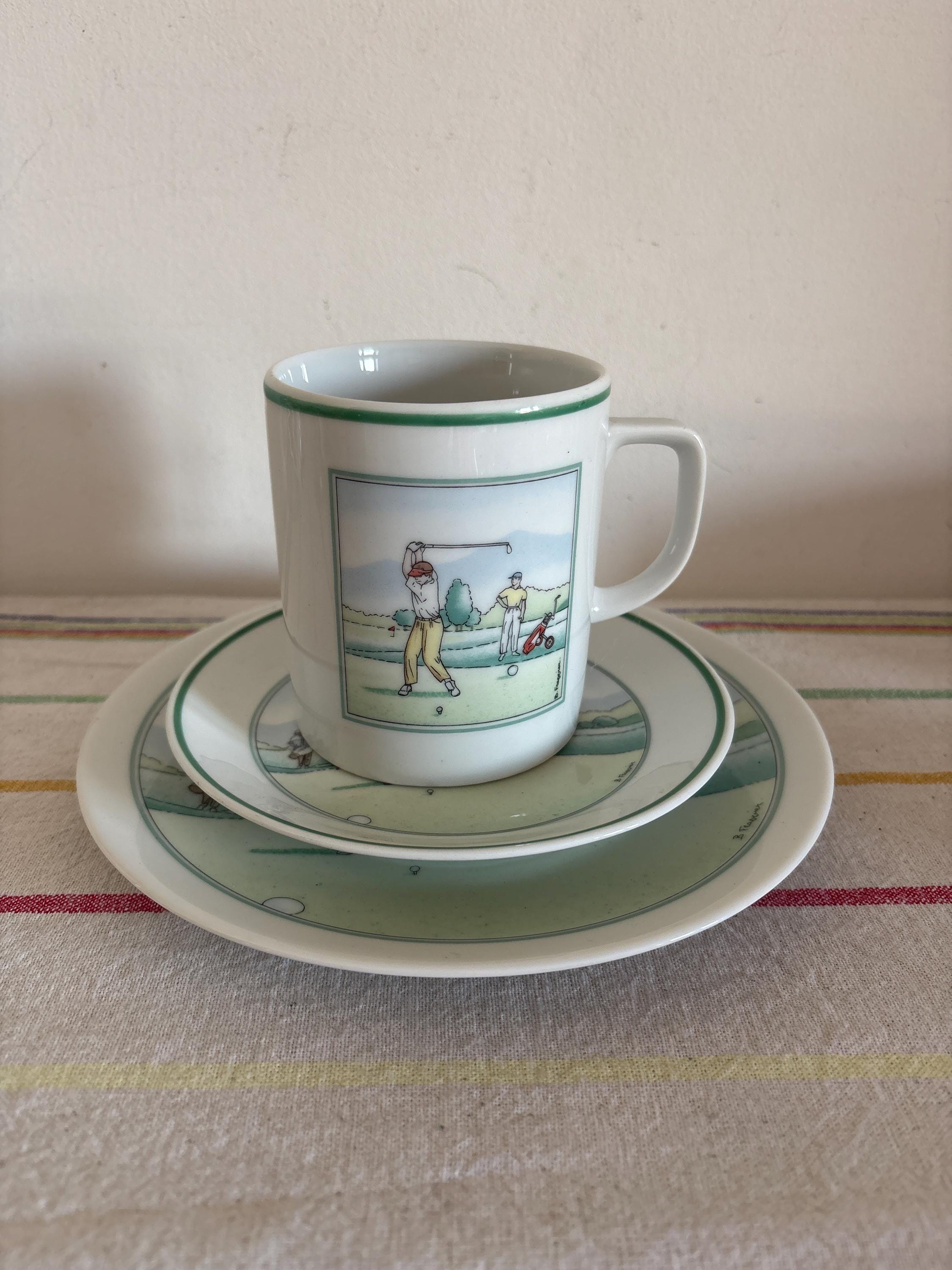 Vintage Apilco Golfing Scene Trio: Mug, Saucer & Plate - Etsy
