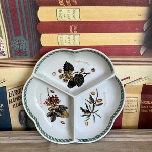 Vintage Italian heavy weight porcelain Tognana Botaniche Le Terrine  three part serving dish with an attractive  autumnal nut design