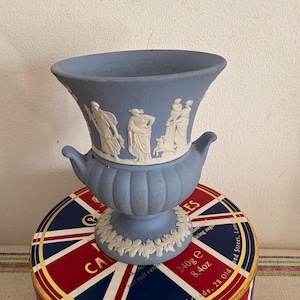 A lovely vintage powder blue Wedgwood Jasperware small  urn