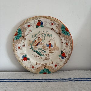 A rare Saint Amand Nord Timor pattern  8&quot; diameter transfer ware  ironstone plate ( chipped)