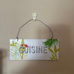 Metal French vintage  “Cuisine” ( kitchen ) surface mounted cream plaque sign