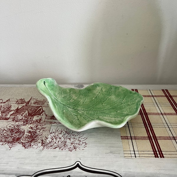 A beautiful  Italian green leaf trinket dish by La Stellatta Roma