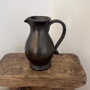 A vintage Brickhurst Pottery Studio black metallic,  gunmetal lustre glaze jug. Made in Lewes Sussex Lewes - Keith, Fiona Richardson