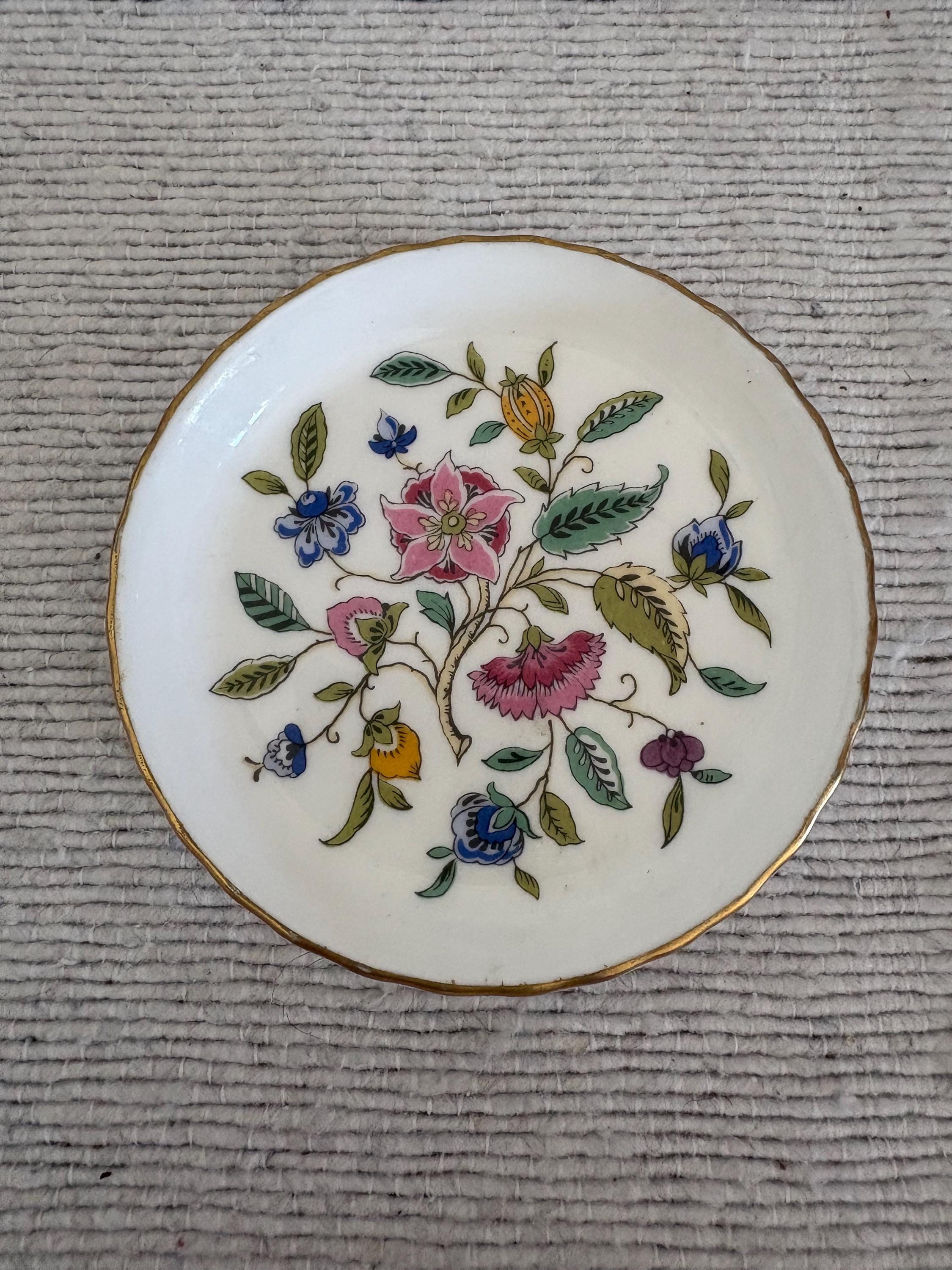 Minton 花柄 ボーンチャイナ皿 4枚セット 美しい花柄のミントン・ハドン・ホールのボーンチャイナ製小物皿