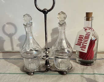 A Beautiful Mappin and Webb Antique Silver Plated Crystal Oil and