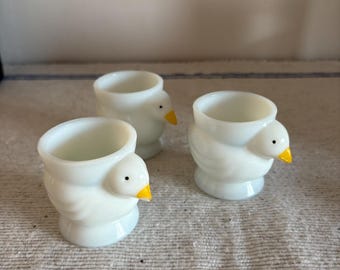 A set of three matching  collectable retro French Opalex milk  glass  chicks