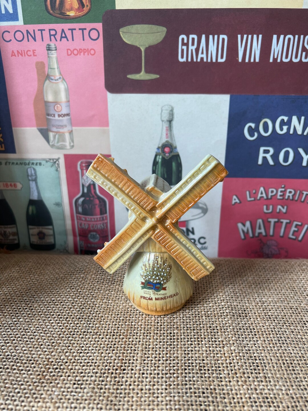 A Foreign Stamped Porcelain Lucky White Heather Windmill Ornament From