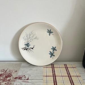 A very rare Alfred Meakin Jumping Stag bone china blue and black design  7.5&quot; diameter dessert plate
