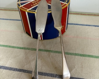 A dainty petite size pair of  silver plated fish utensils  (Two different hall marks)
