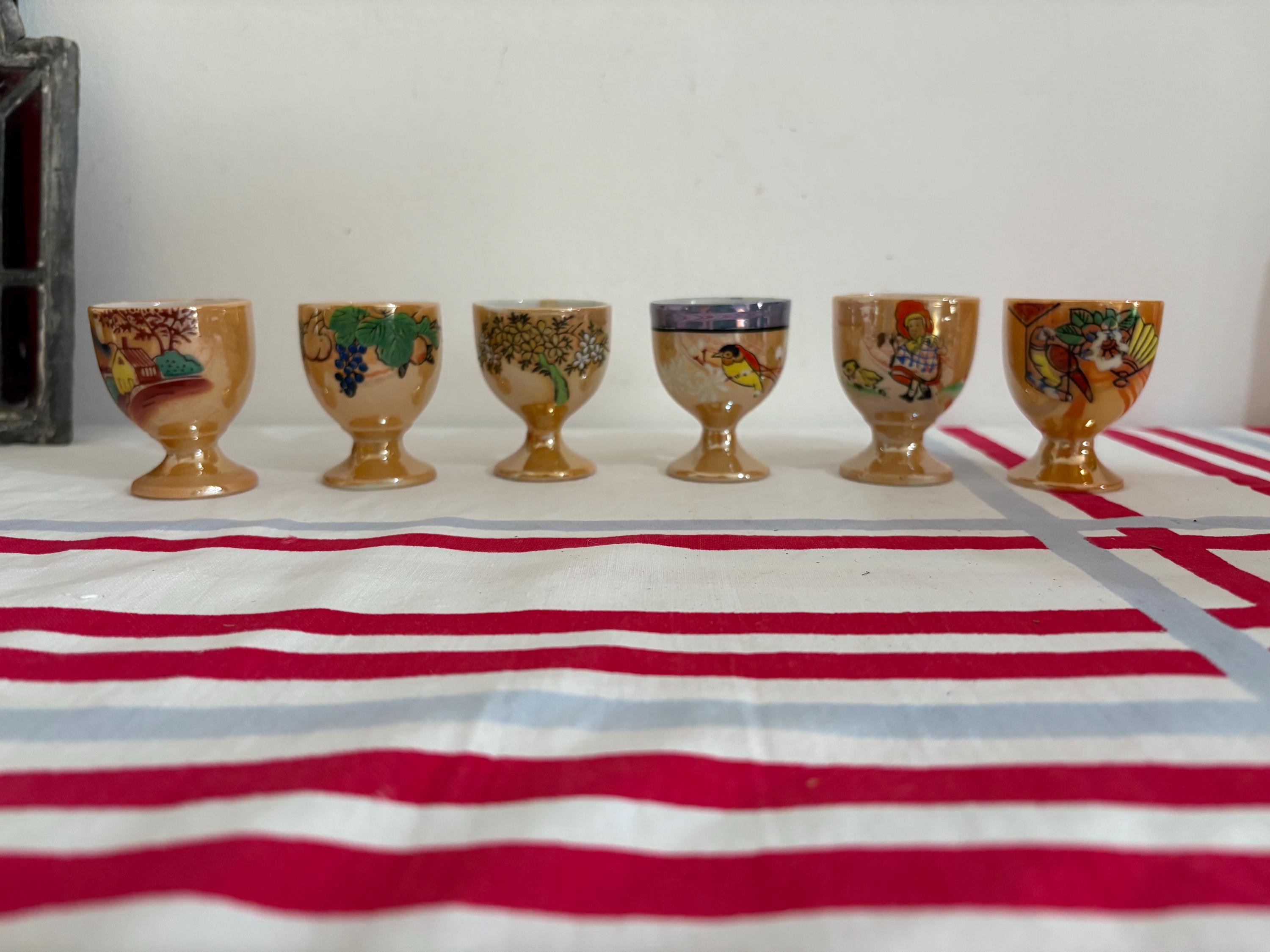 ヴィンテージ ラスターウェア エッグカップ - 日本製 - 6個セット