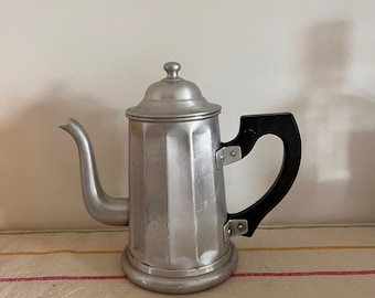 An original French vintage antique  aluminium coffee pot
