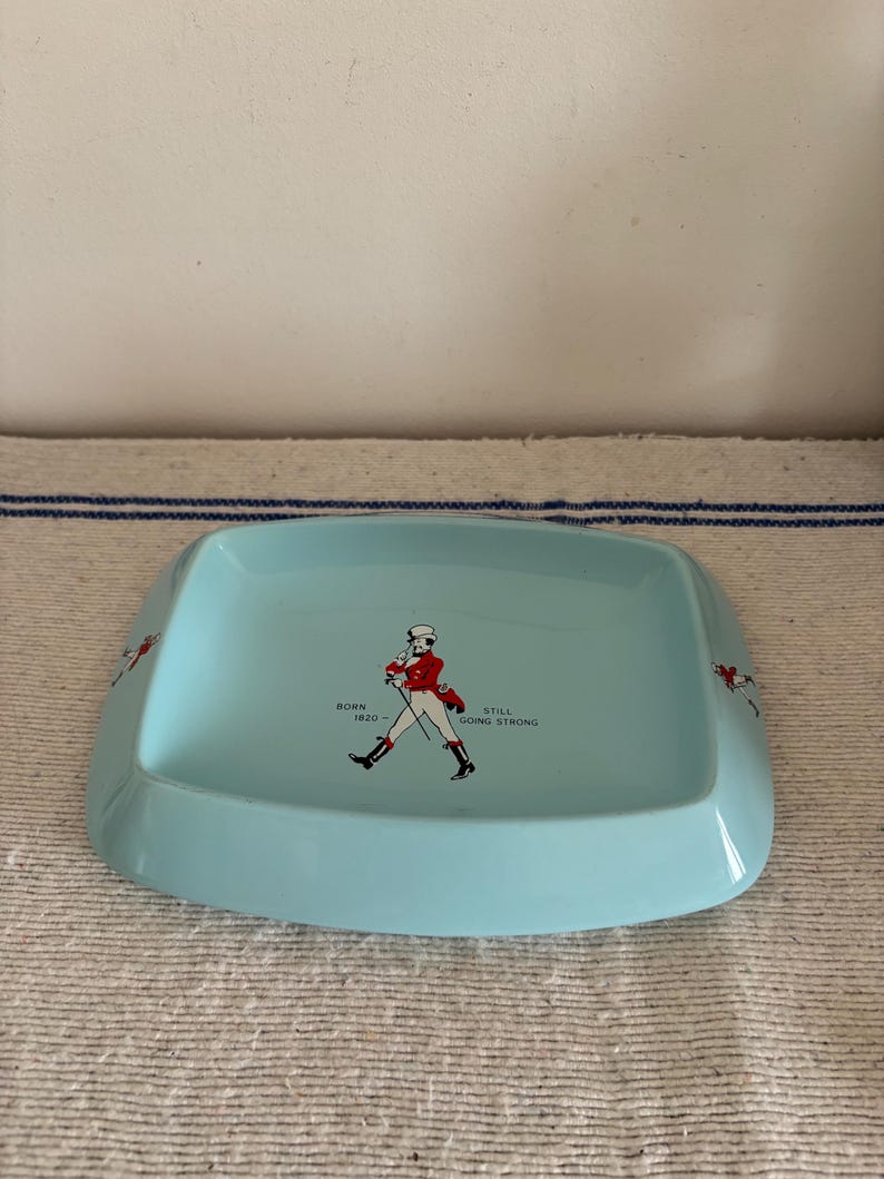 A fabulous condition antique Wade Regicor duck egg blue Jonny Walker Whisky bar or pub ashtray image 9