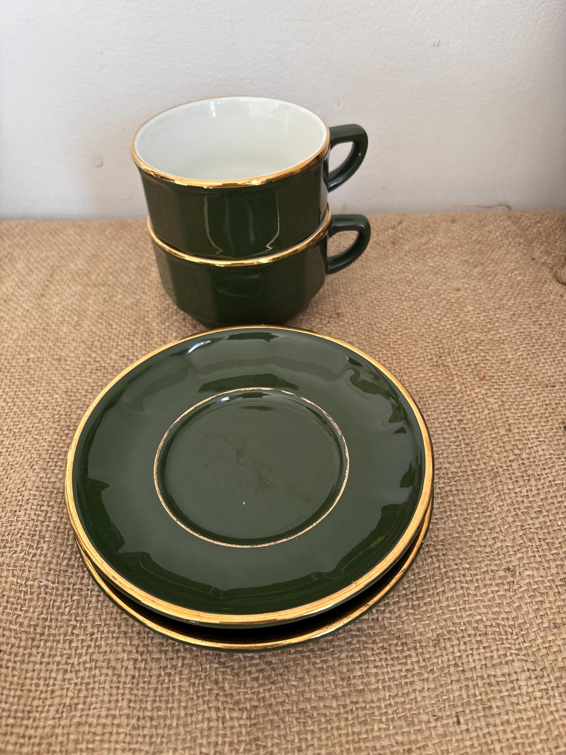 French Vintage Apilco Set of Two Medium Size Cappuccino Cups and