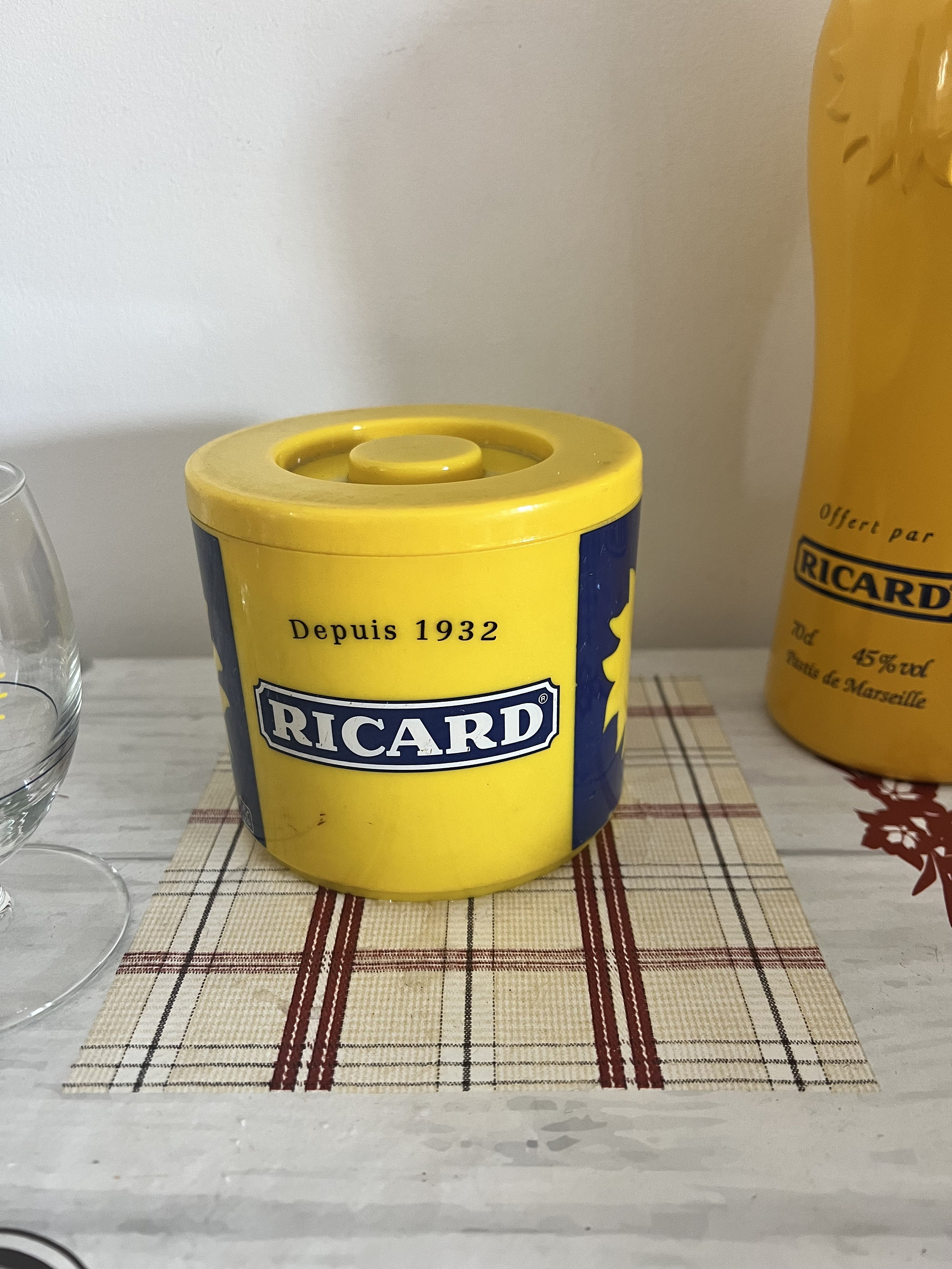 Ricard Small Vintage Yellow Plastic Advertising Ice Bucket Vintage 1990 