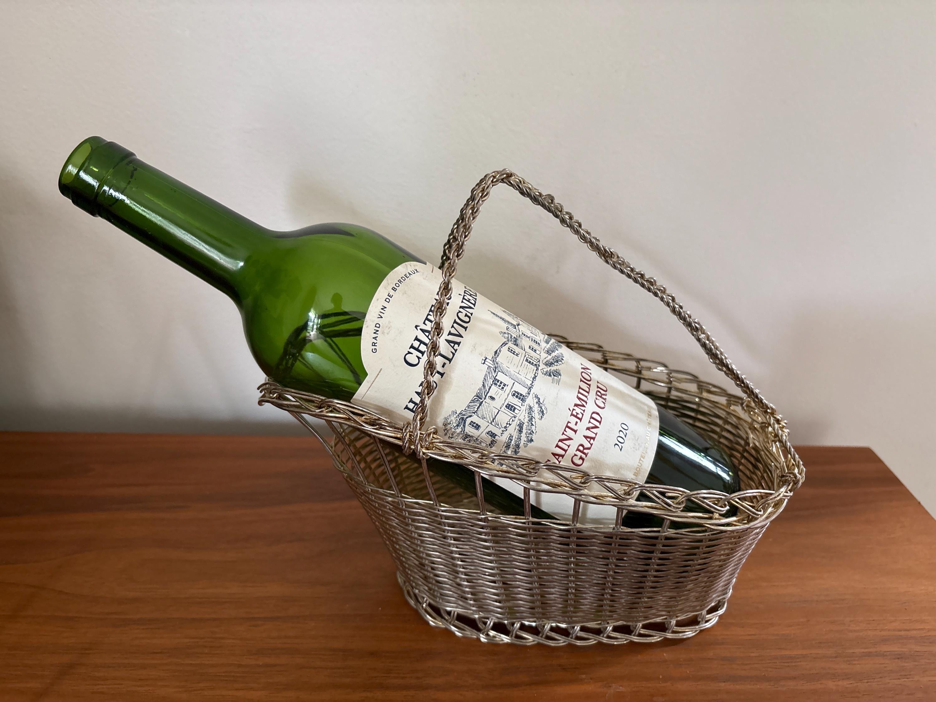 PANIER À BOUTEILLE de vin en métal argenté tressé EUR 3,00 - FR
