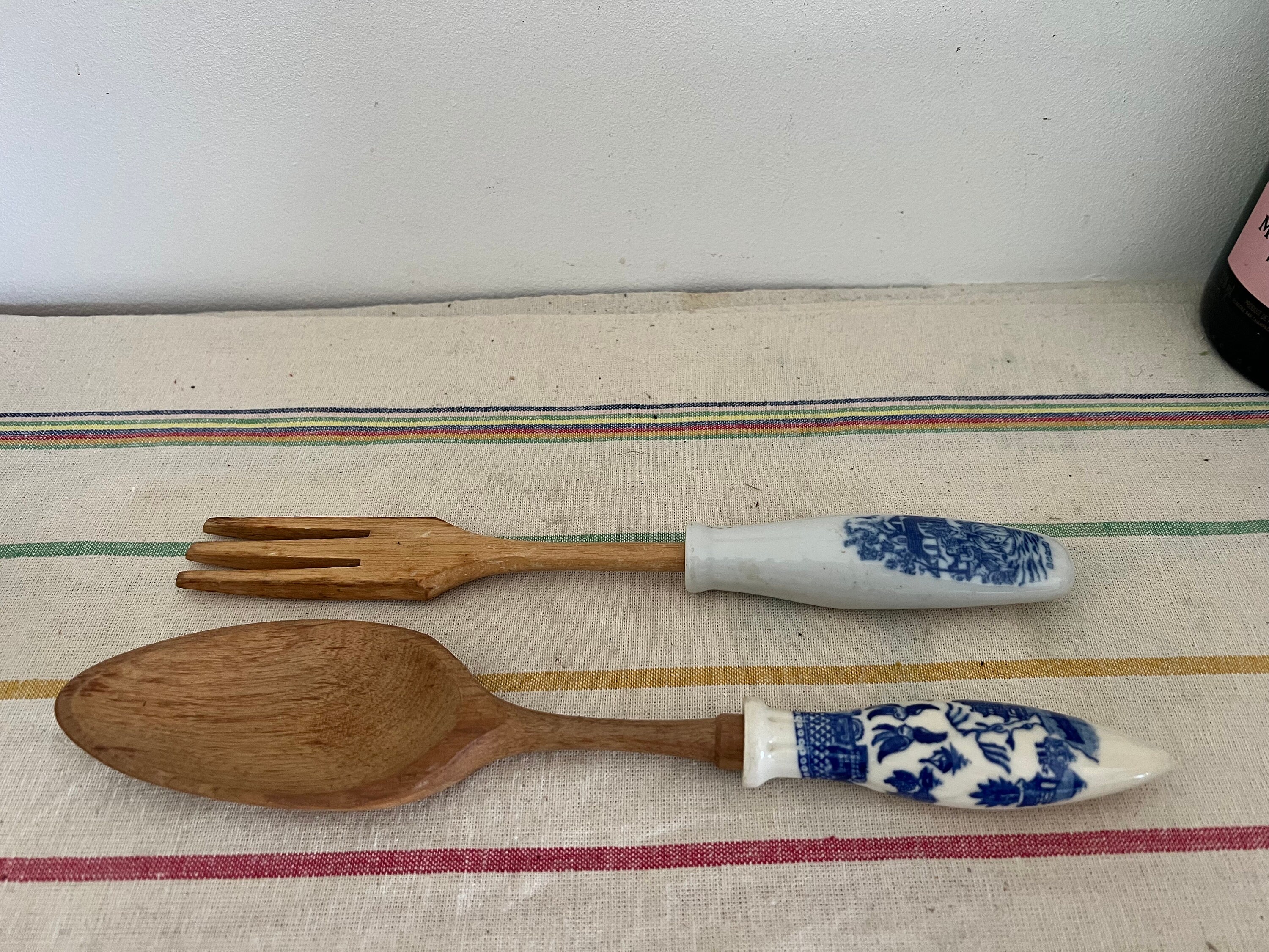 青と白の陶器で作られた東洋風のサラダサーバー - Etsy 日本