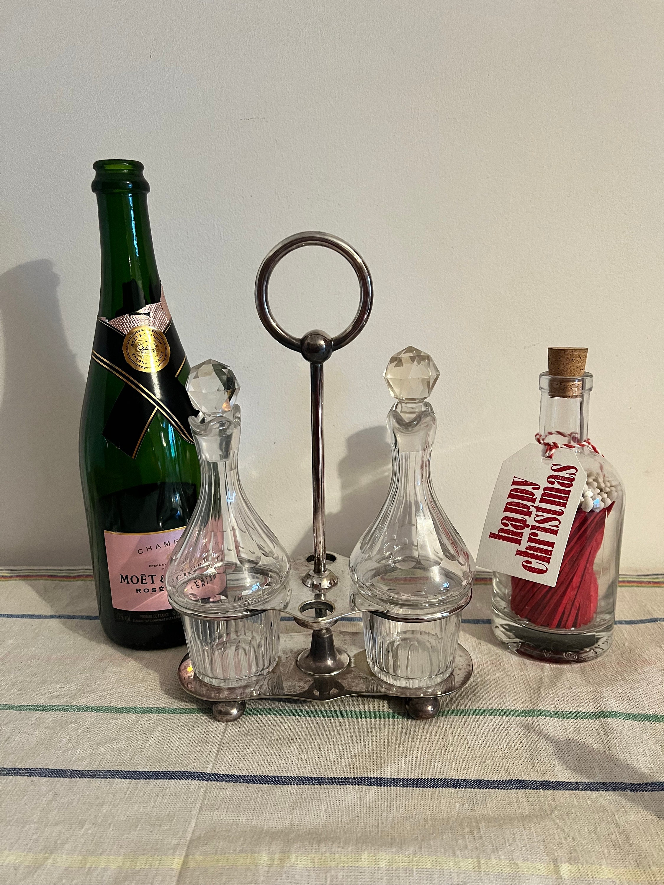 A Beautiful Mappin and Webb Antique Silver Plated Crystal Oil and
