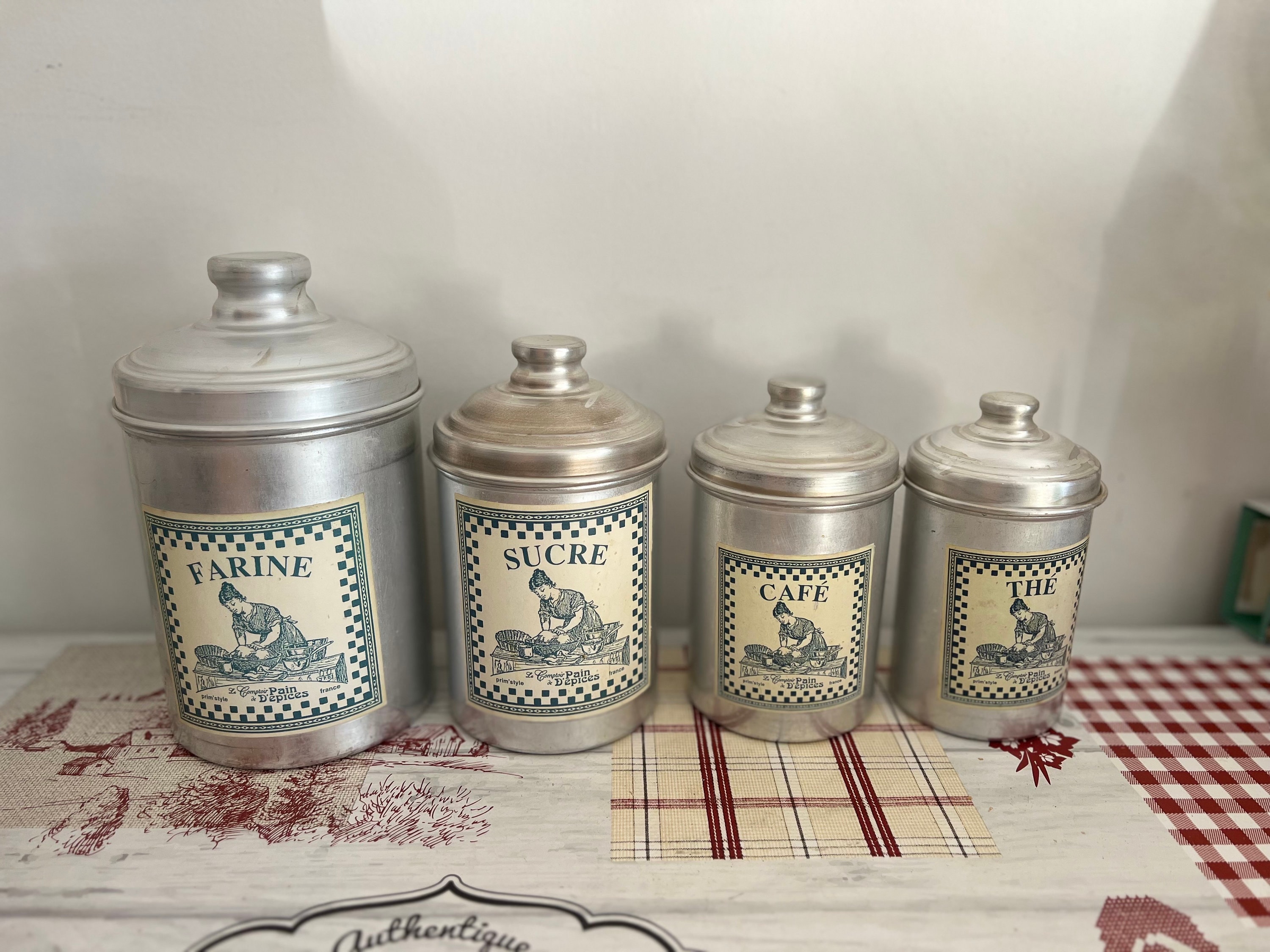 フランス アンティーク TIN ティン缶 キャニスターセット elesca