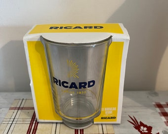 An authentic Mathieu Lehanneur promotional boxed  Ricard   motif aperitif glass to serve pastis the French way