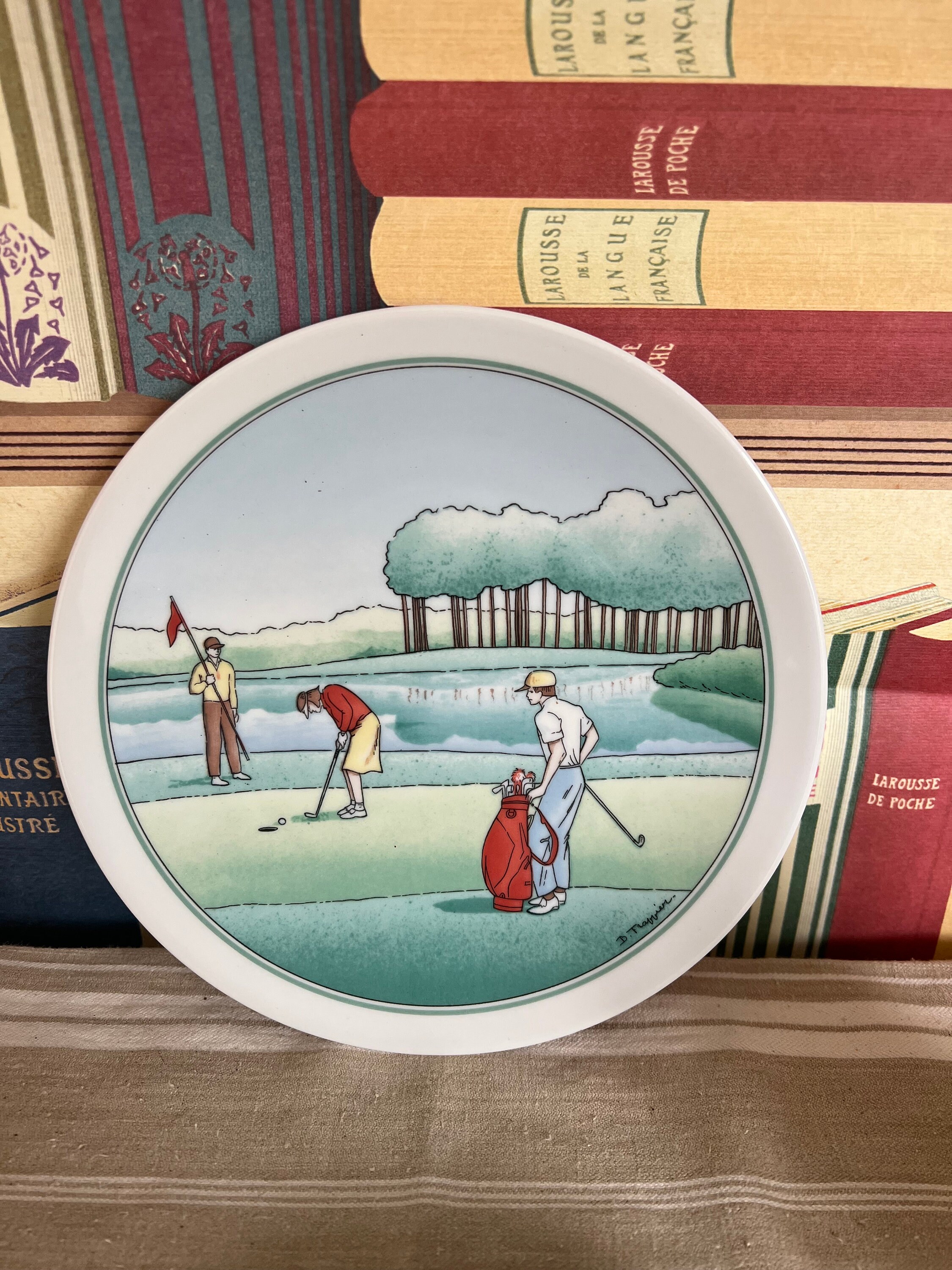 Vintage Apilco Golfing Scene Trio: Mug, Saucer & Plate - Etsy