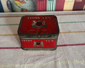 An original French vintage  1920s red and gold   Maison Lyons toffee tin