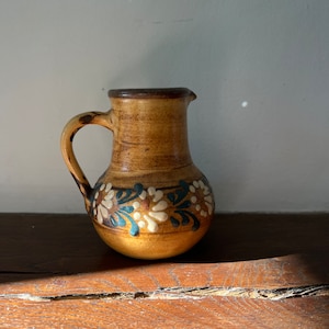 German vintage Marburg Pottery brown floral  hand painted jug