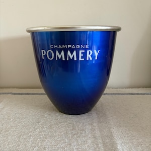 Vibrant blue aluminium French vintage Pommery Champagne bucket / cooler / ice bucket
