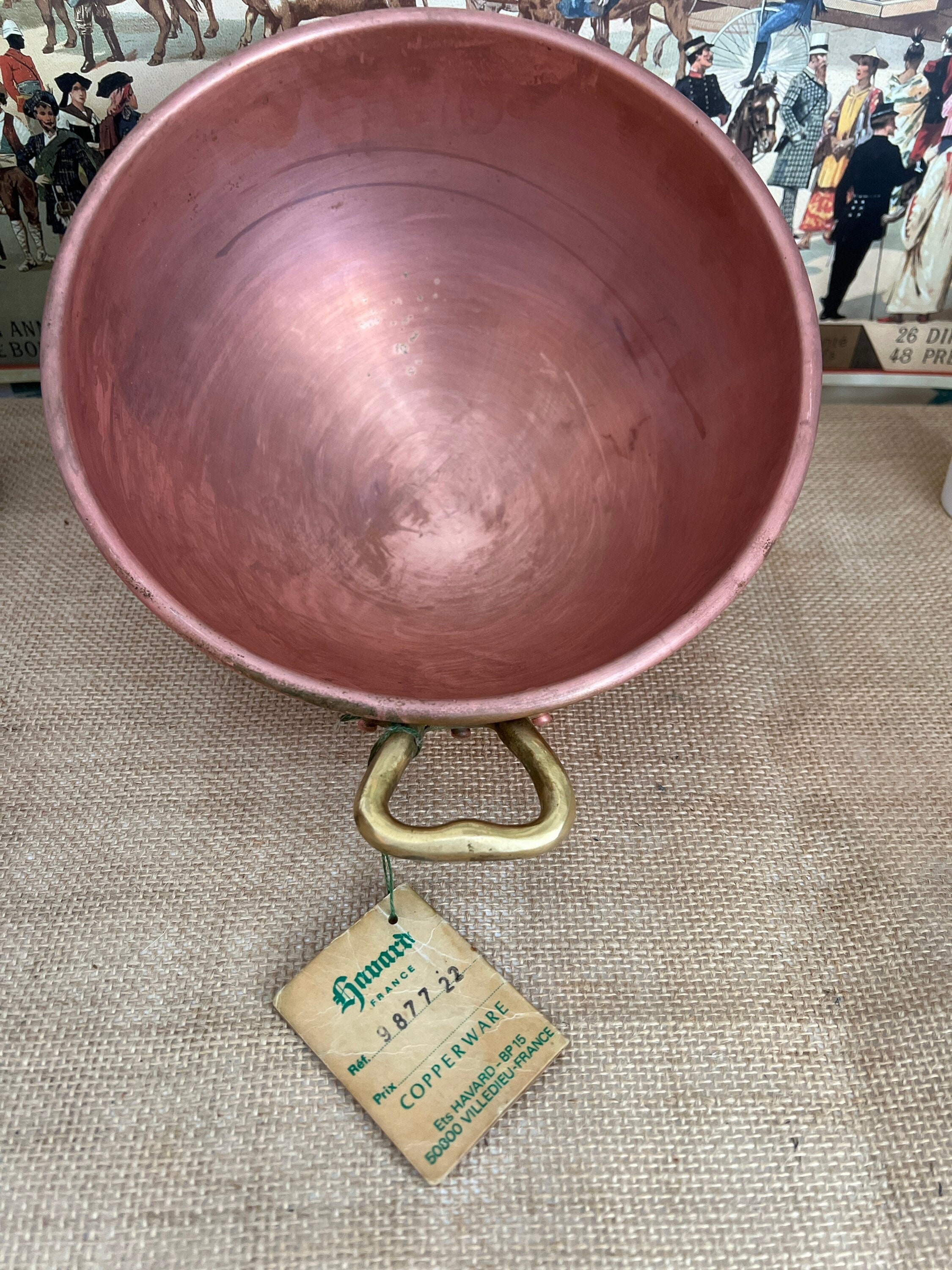 Red Co. 5 Quarts Large 11” Round Hammered Pure Copper Mixing Bowl with  Handle