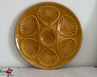 A lovely French vintage honey coloured shellfish oyster scallop platter