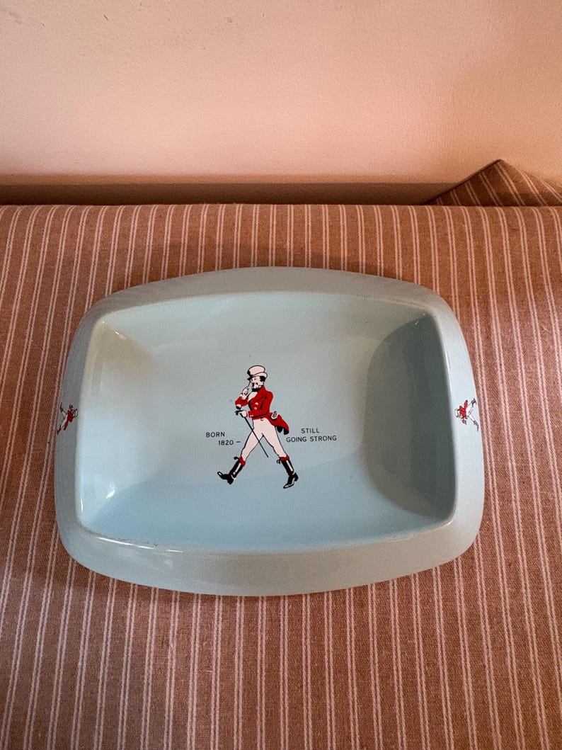 A fabulous condition antique Wade Regicor duck egg blue Jonny Walker Whisky bar or pub ashtray image 8