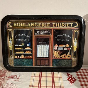 レトロな長方形のペイントトレイ「Boulangerie」